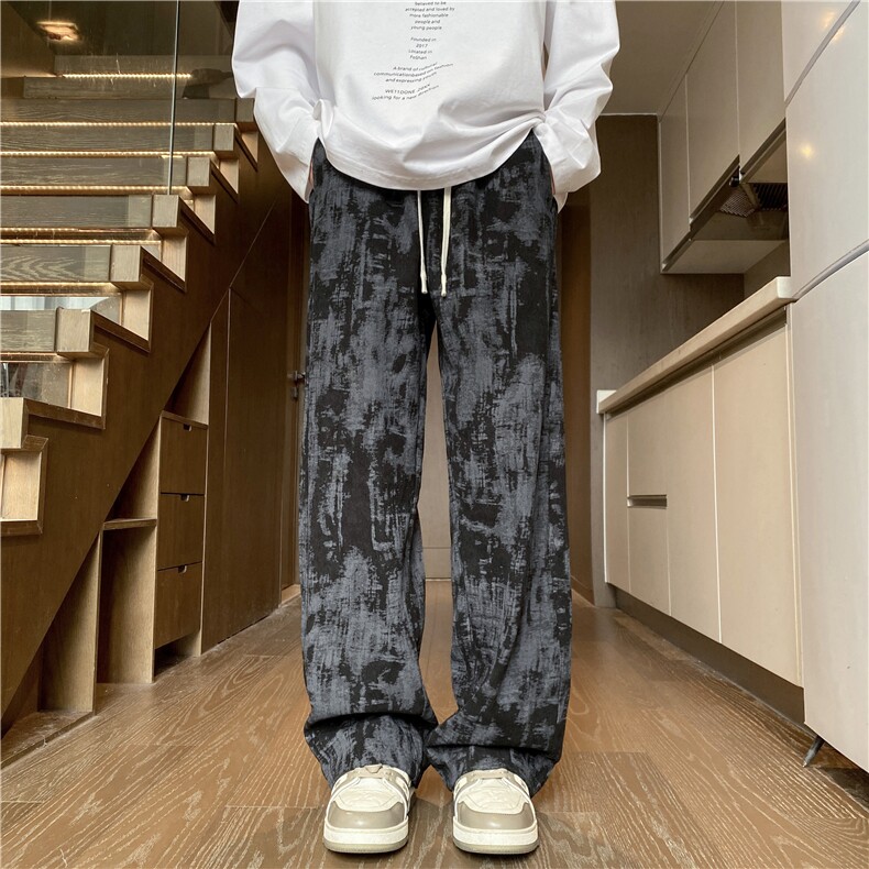 秋季新款潮流灯芯绒扎染脏脏裤宽松休闲裤B315-K118-特p40控78,男装休闲裤,电商B315