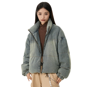 冬季潮 新款水洗牛仔白鸭绒羽绒服外套短款男女 225-2-Y202-P218图片