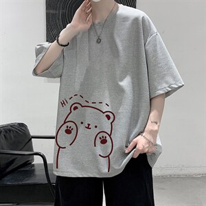 HT73236-P22 华夫格t恤男短袖男大码五分袖 大皂风图片