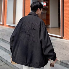 美式刺绣麂皮绒夹克外套男士复古街头痞帅炸街简约上衣高街男女装，男装夹克，星座506A
