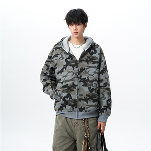 美式座山雕加绒加厚棉服男冬宽松连帽毛领棉衣外套MY18001图片
