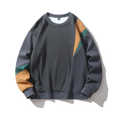 日系平铺!港风宽松大码三色拼接圆领休闲卫衣Y3713P42，男装卫衣，星座914