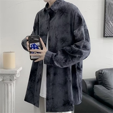 薄款威夷衬衣男春潮流宽松上衣服设计感扎染长袖花衬衫外套寸衫，男装衬衫，星座601-2