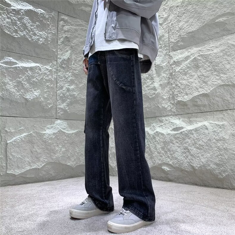 工装拼色牛仔裤男潮牌高街美式直筒宽松休闲裤子Y9084-P55,男装牛仔裤,星座1109-3