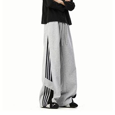 美式条纹撞色阔腿卫裤男女秋季hiphop宽松运动休闲裤百搭运动裤，男装休闲裤，星座1210-1
