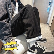 冬装加绒加厚雪尼尔灯芯绒高街拖地直筒裤子LK21198-P55常规P50，男装休闲裤，电商B221
