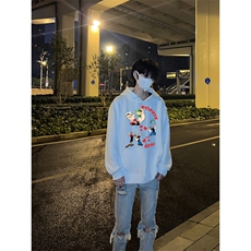 大力水手印花LOGO男女情侣潮牌连帽卫衣，男装卫衣，星座310A-4