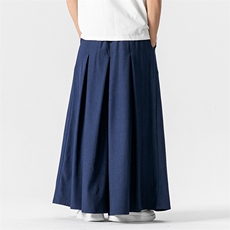 24夏季大码宽松裙裤汉服直筒阔腿裤休闲裤中式潮暗黑K251/P70，男装民族服装，电商A221A