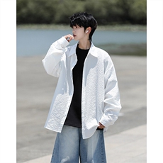 8XL-M泡泡纱盐缩肌理长袖衬衫男夏季冰丝外套防晒衬衣CS29007P40，男装衬衫，电商B312