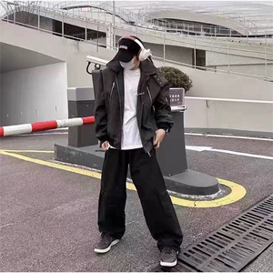 抖音得物 痞帅外套男ins高街潮港风原宿风韩版潮流宽松夹克AY1029图片
