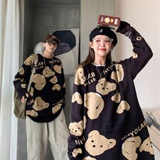 韩版ins潮流情侣毛衣宽松加厚慵懒风秋冬男女套头针织衫QT815-P80，男装针织衫/毛衣，星座1501