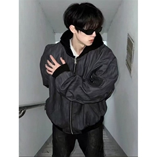 美式新款连帽高级感品质男女同款假两件复古夹克外套上衣JG1565，男装夹克，星座1116A（原606A-3）