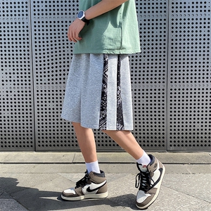 主推~港风夏季宽松休闲腰果花拼接男士运动五分短裤A125-6613-P30图片