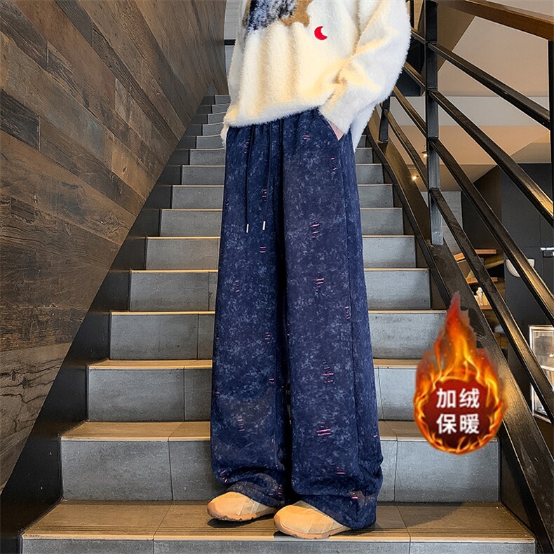 秋冬加绒加厚水洗破洞运动卫裤A579-1特P55常规款A579P48,男装休闲裤,电商A309