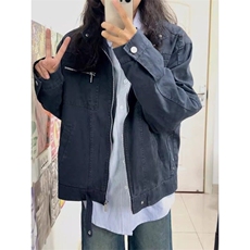 W9202-P78网图现货春季新款纯色宽松美式复古夹克百搭外套上衣，男装夹克，星座1608-2