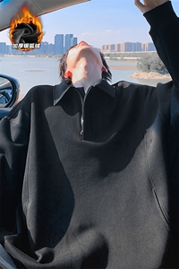 曼巴棉420g高克重加厚银狐绒半拉链卫衣男W5416J加绒特P55控108图片