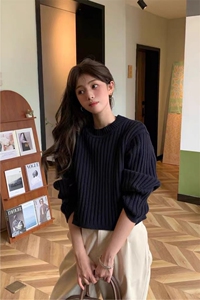 时尚百搭纯色宽松显瘦女士羊毛衫羊毛图片