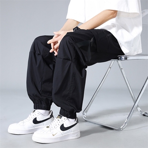 24新款工装裤宽松休闲平脚裤男春季拼接防水裤子A068-q119-50图片