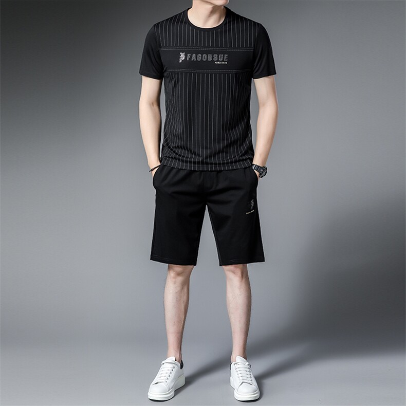 2023夏季新款polo男士冰丝休闲套装宽松百搭中年短袖短裤两件套,男装休闲套装,电商B212（原钱塘6029）