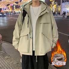 加绒加厚夹克外套男冲锋衣男士休闲工装轻户外JK136-P88加绒P98，男装夹克，星座308B-2
