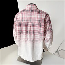 春季新款渐变晕染流动感格纹衬衫C0559-P58，男装衬衫，星座308B-2