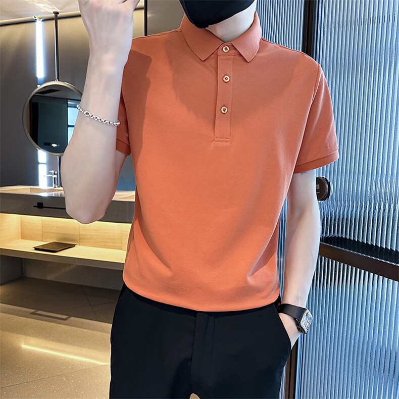 品牌品质纯色光版翻领短袖polo衫男潮牌夏季t恤修身潮流T0257-P40,男装T恤,电商D342