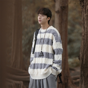 cityboy！条纹毛衣男士加厚麻花线衣男针织衫男XH03-P60图片