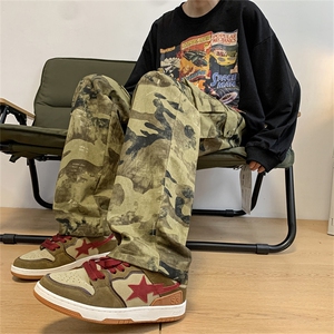 欧美高街hiphop迷彩工装裤男复古宽松直筒长裤K07102-P45图片