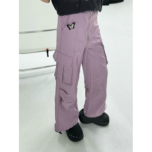 高街腰带蝴蝶工装裤男女宽松休闲直筒阔腿拖地个性裤子MK327 P50图片