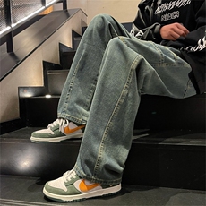港风复古水洗做旧设计宽松牛仔裤男宽松直筒牛仔裤K05086-P43，男装牛仔裤，星座308B-1