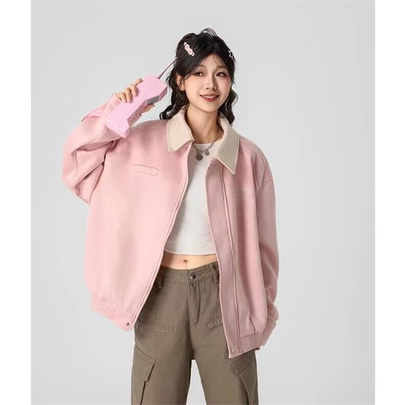 美式刺绣翻领外套秋新款麂皮绒双层棒球服上衣潮513AJK1894P73,男装夹克,星座513A