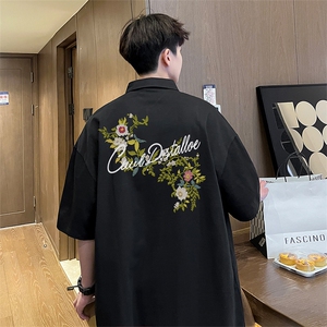 可设48小时支持抖音得物来样二开 网眼透气翻领t恤美式短袖POLO衫图片