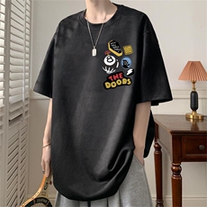 可设48小时发货支持抖音得物来样二开240克重磅美式麂皮绒短袖t恤，男装T恤，电商A486