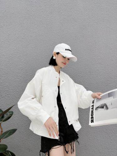 下摆抽皱夹克防晒，女装，玩美