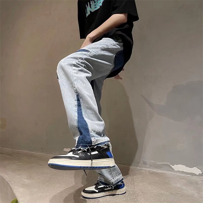 夏季美式街头牛仔裤男ins潮牌设计感小众vibe风炸街裤子N0857-P50,男装牛仔裤,星座308B-1