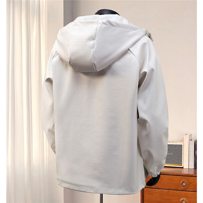 1鳄鱼纹连帽冲锋衣大码M-5XL面层：PU皮夹克男JK8744P90控128，男装夹克，星座226-2