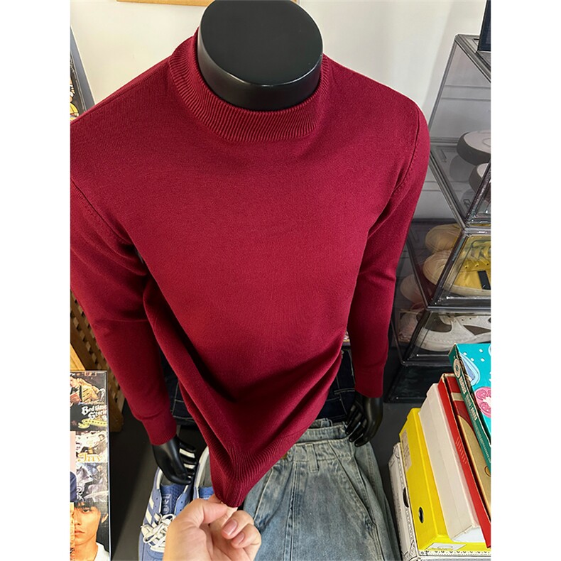 纯色半高领长袖百搭上衣宽松纯色休闲保暖毛衣男女Z6101-特价P28,男装针织衫/毛衣,电商A007