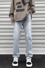 美式vibe高街裤子男款cleanfit水洗黄泥牛仔裤直筒裤男生YZ87-P50，男装牛仔裤，星座509