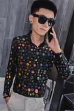 5秋季长袖衬衫社会精神小伙亮色发型师潮男衬衣C301B-CS33，男装衬衫，电商C301B