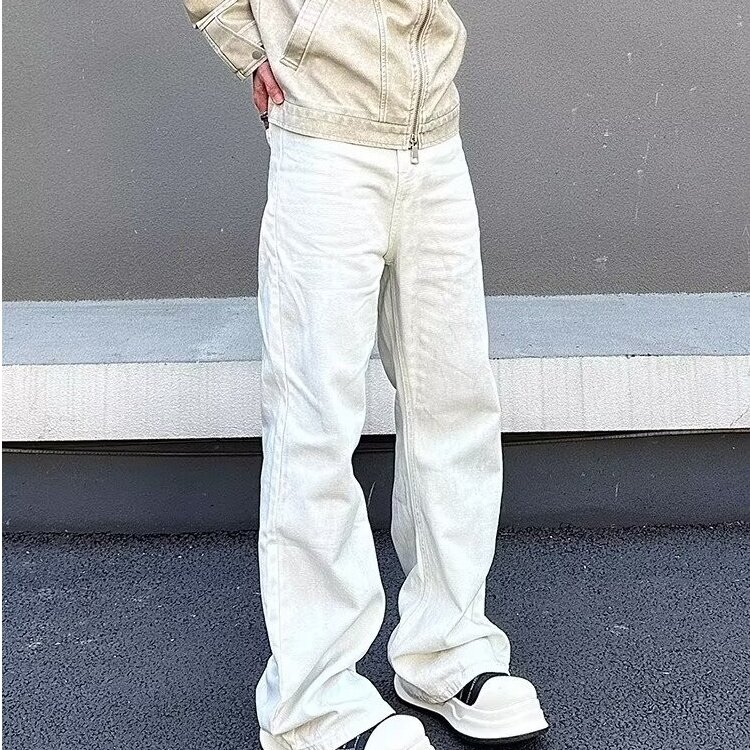 美式微喇叭牛仔裤男高街cleanfit宽松直筒拖地长裤子N6023,男装牛仔裤,星座1116A（原606A-3）