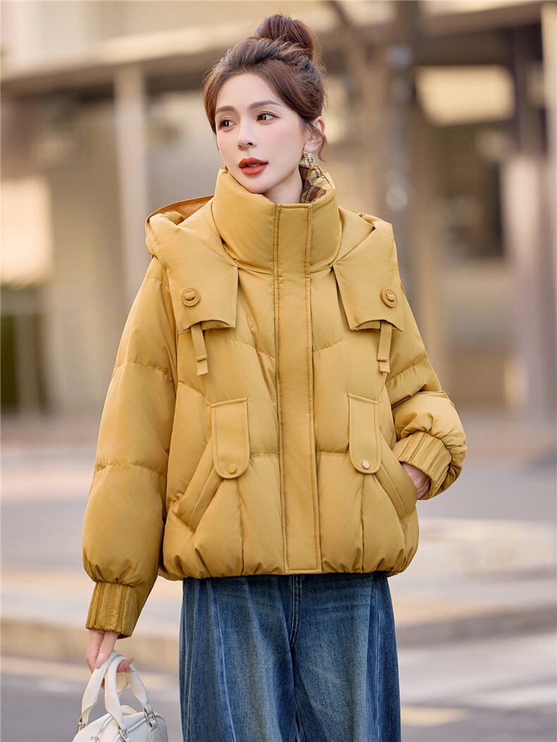 新标90绒2025冬季新款加厚保暖白鸭绒连帽羽绒服女,女装羽绒服,余墨