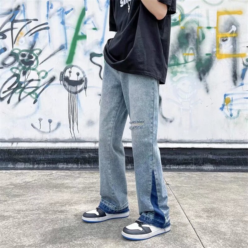 日系休闲宽松直筒复古水洗学院男女潮工装裤牛仔长裤3032/P50,男装工装外套,星座506
