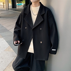 加棉加厚双排扣短款毛呢大衣外套潮504-F07-P85（加棉P95控138），男装毛呢大衣，星座504