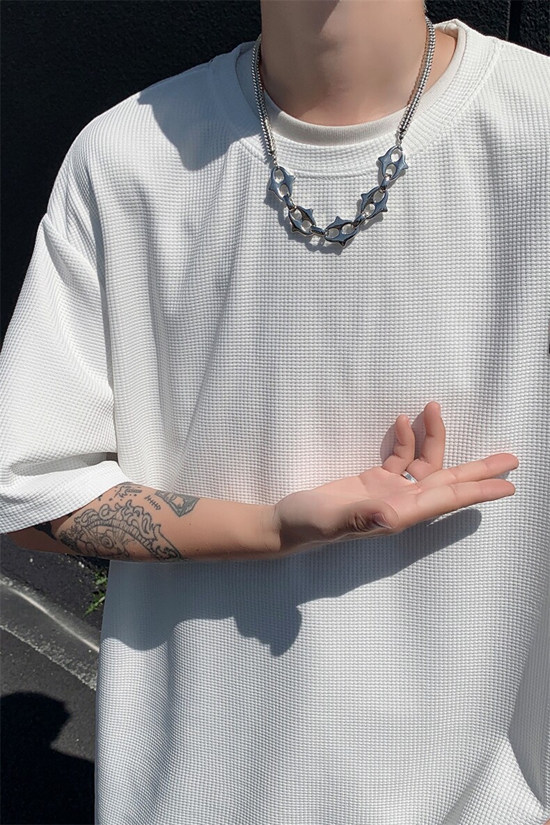 8XL-M重磅！特大码T潮牌上衣男中性华夫格短袖T恤DX304P25控39,男装T恤,电商D206-1