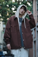 JK9968P85港风连帽假两件宽松百搭夹克外套，男装夹克，星座1204-3
