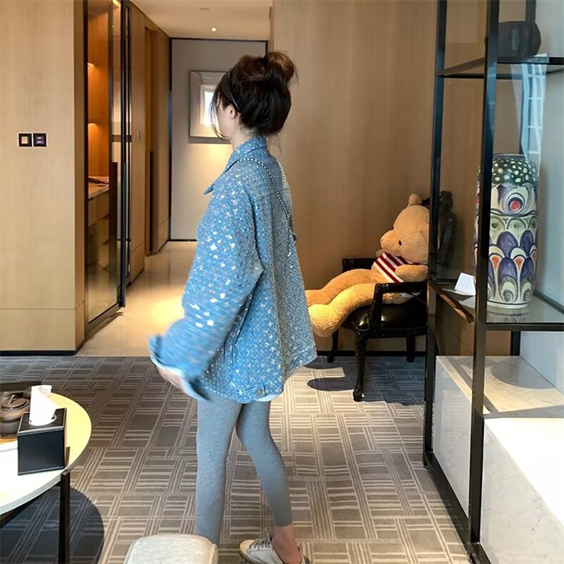 小香风亮片牛仔外套男士春秋季高级感工装夹克ins潮宽松翻领上衣,男装工装外套,星座506A