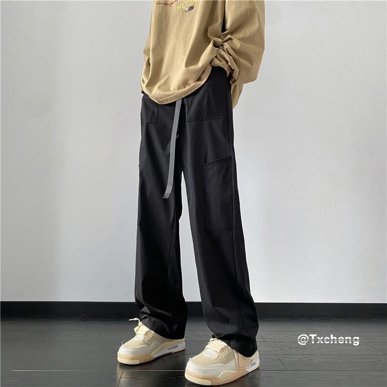 2023秋季新款INS宽松工装裤潮流按扣腰带B315-K23409-p45控58,男装休闲裤,电商B315