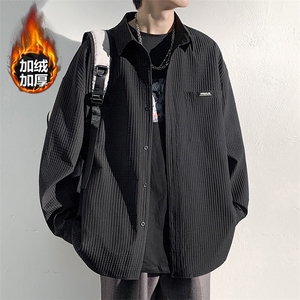 冬新休闲复古衬衫男大码翻领加绒加厚休闲衬衣外套C811J加绒-P60图片