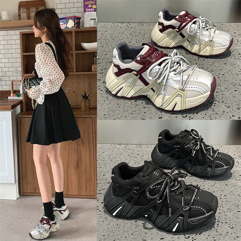 厚底老爹鞋女2024秋季新款韩版透气百搭轻便防滑休闲运动鞋潮，女鞋休闲鞋，电商A223