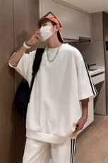 TZ83335/P65夏季新款短袖短裤t恤休闲宽松提花大码两件套套装男，男装休闲套装，电商A141